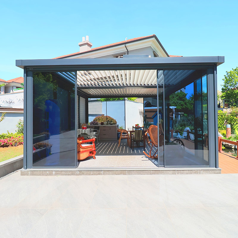 Wasserdichtes Feature-Garten-Aluminium-Pavillon-Pergola-System, wasserdichtes Lamellendach